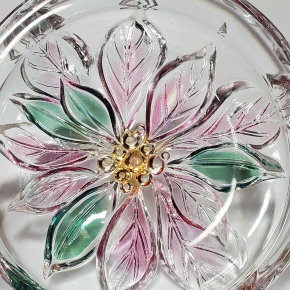 Savoir Vivre Glass Poinsettia Candy Dish or Trinket - Picture 3 of 6